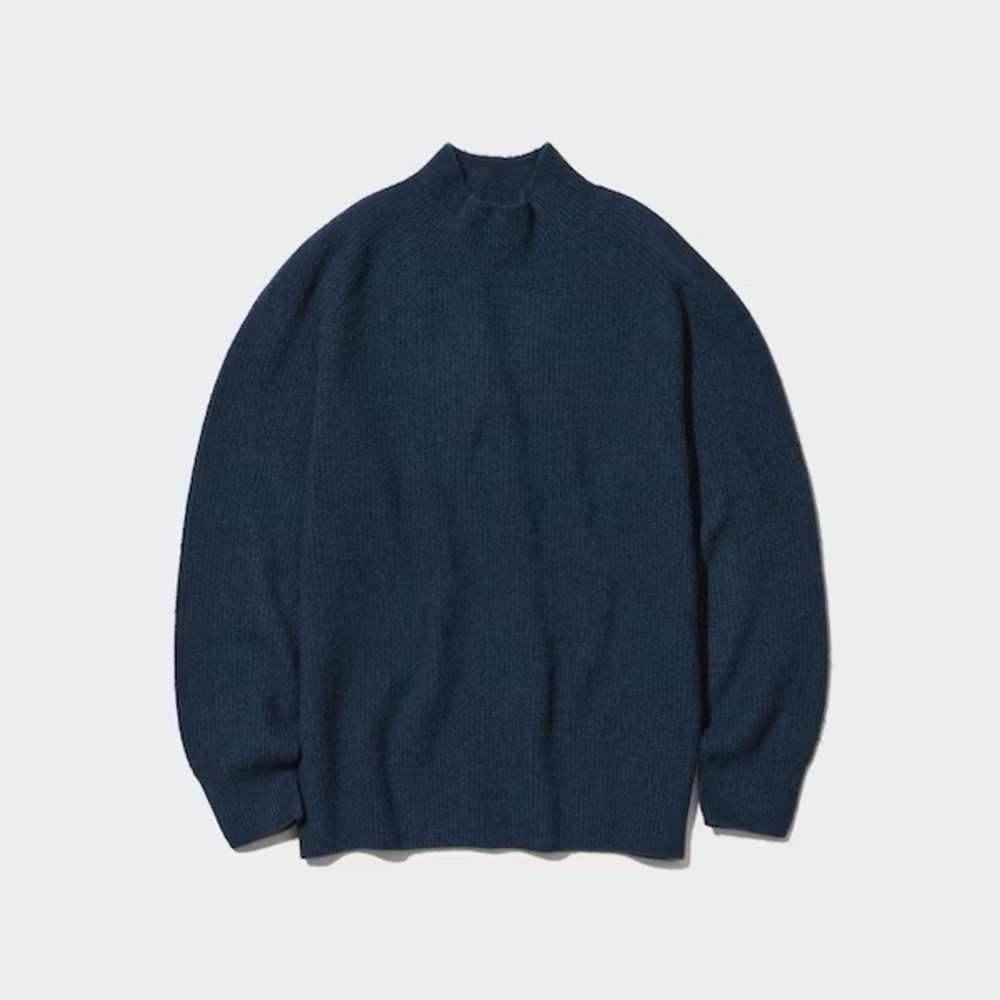 Uniqlo Men's 3D Knit Soufflé Yarn Mock Neck Sweater